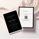 Minimalistische zwart-wit moderne bruiloft QR-code Kaart<br><div class="desc">Elegante minimalistische zwart-wit QR code bruiloft uitnodiging.</div>