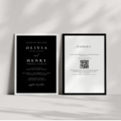 Minimalistische zwart-wit moderne bruiloft QR-code Kaart