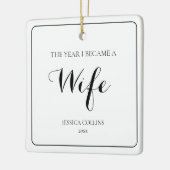 Minimalistische Zwart Wit Moderne Eerste Kerstvrou Keramisch Ornament (Links)