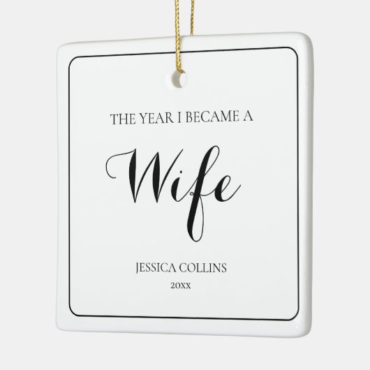 Minimalistische Zwart Wit Moderne Eerste Kerstvrou Keramisch Ornament (Links)