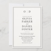 Minimalistische zwart-wit moderne elegante bruilof kaart (Voorkant)