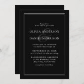 Minimalistische zwart-wit moderne elegantie bruilo kaart (Voorkant / Achterkant)