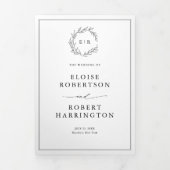 Minimalistische zwart-wit moderne foto bruiloft drieluik aankondiging (Cover)