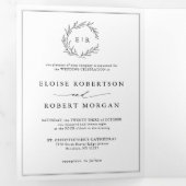 Minimalistische zwart-wit moderne foto bruiloft drieluik aankondiging (Binnenzijde eerst)