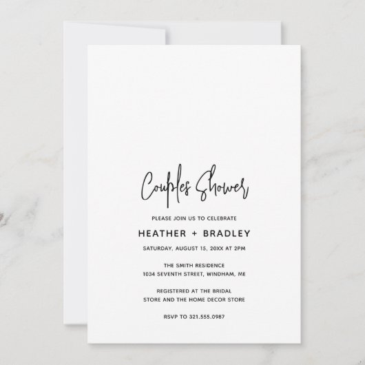 Minimalistische Zwart-Wit Moderne Koppels Douche Kaart (Voorkant)