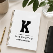 Minimalistische zwart-wit moderne monogram hoes-ma planner