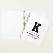 Minimalistische zwart-wit moderne monogram hoes-ma planner (Display)