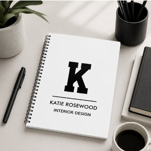 Minimalistische zwart-wit moderne monogram hoes notitieboek