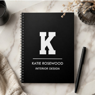 Minimalistische zwart-wit moderne monogram hoes notitieboek