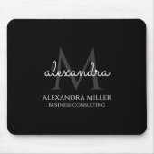 Minimalistische Zwart-wit Moderne Monogram Naam Muismat (Voorkant)