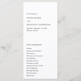 Minimalistische Zwart-Wit Moderne Trouwdag Programmakaart