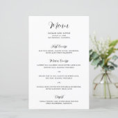 Minimalistische zwart-wit moderne trouwmenu (Staand voorkant)