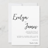 Minimalistische zwart-wit moderne unieke bruiloft kaart (Voorkant)