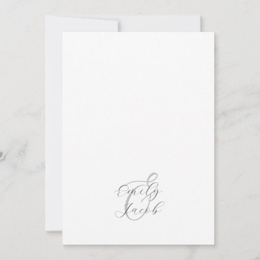 Minimalistische zwart-wit monogram bruiloft kaart (Achterkant)