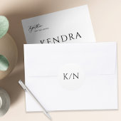 Minimalistische zwart-wit monogram bruiloft ronde sticker