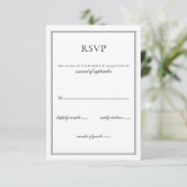Minimalistische zwart-wit monogram bruiloft rsvp (Staand voorkant)