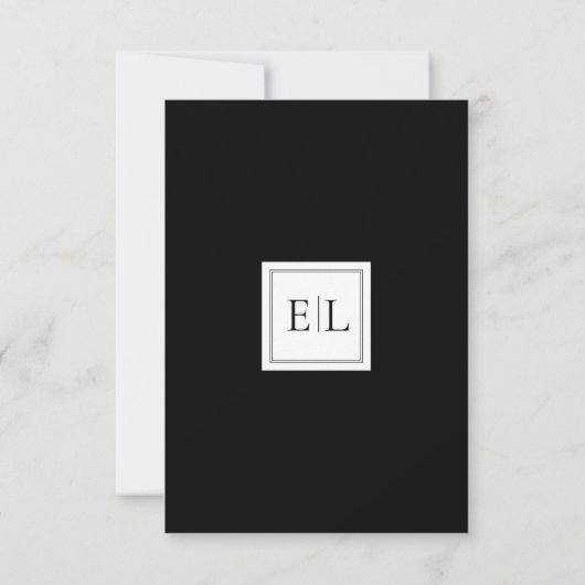 Minimalistische zwart-wit monogram bruiloft rsvp (Achterkant)