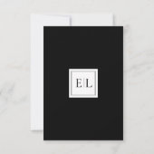 Minimalistische zwart-wit monogram bruiloft rsvp kaartje (Achterkant)