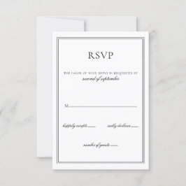 Minimalistische zwart-wit monogram bruiloft rsvp kaartje