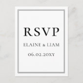 Minimalistische zwart-wit monogram bruiloft rsvp uitnodiging briefkaart (Voorkant)