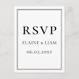Minimalistische zwart-wit monogram bruiloft rsvp uitnodiging briefkaart