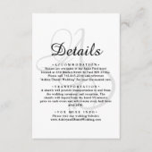 Minimalistische zwart-wit monogram chique bruiloft informatiekaartje (Voorkant)