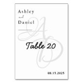 Minimalistische zwart-wit monogram chique bruiloft kaart (Voorkant)