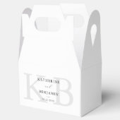 Minimalistische zwart-wit monogram moderne bruilof bedankdoosjes (Geopend)