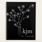 Minimalistische zwart-wit monogram recept planner (Voorkant)