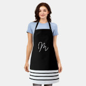 Minimalistische zwart-wit monogram schort (Gedragen)