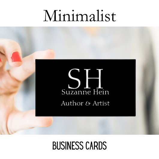 Minimalistische zwart-wit monogram visitekaartje