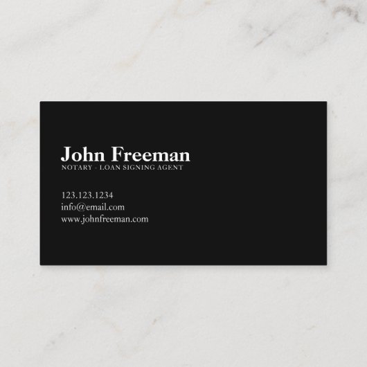 Minimalistische zwart-wit notaris ondertekenaar visitekaartje (Achterkant)