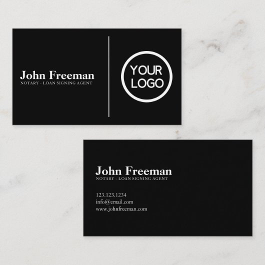 Minimalistische zwart-wit notaris ondertekenaar visitekaartje (Voorkant / Achterkant)