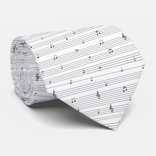 Minimalistische zwart-wit notenbalken stropdas (Opgerold)