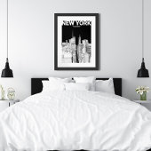 Minimalistische zwart-wit NYC Skyline Travel Sketc Poster