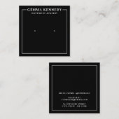 Minimalistische zwart-wit oorbel display Kaart Vierkante Visitekaartje (Voorkant / Achterkant)