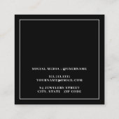 Minimalistische zwart-wit oorbel display Kaart Vierkante Visitekaartje (Achterkant)