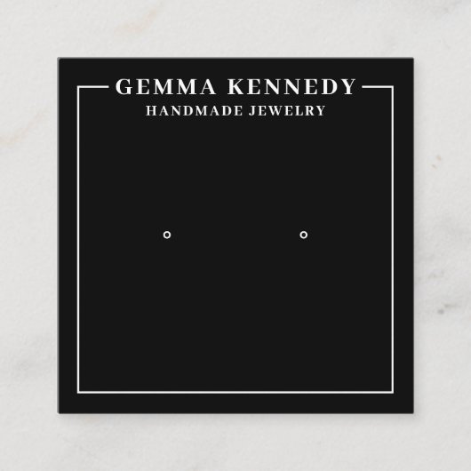 Minimalistische zwart-wit oorbel display Kaart Vierkante Visitekaartje (Voorkant)