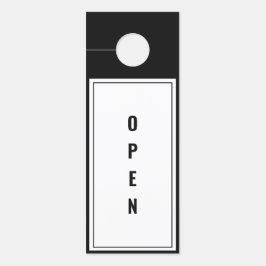 Minimalistische zwart-wit open-gesloten deurhanger