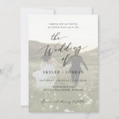 Minimalistische zwart-wit overlay foto bruiloft kaart (Voorkant)