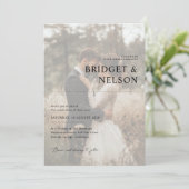 Minimalistische zwart-wit overlay foto bruiloft kaart (Staand voorkant)