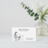 Minimalistische zwart-wit paardenschets visitekaartje (Staand voorkant)