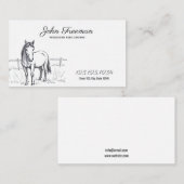 Minimalistische zwart-wit paardenschets visitekaartje (Voorkant / Achterkant)