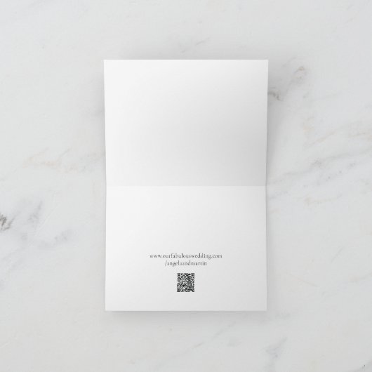 Minimalistische zwart-wit Plaatskaart QR-code Bedankkaart (Binnen)