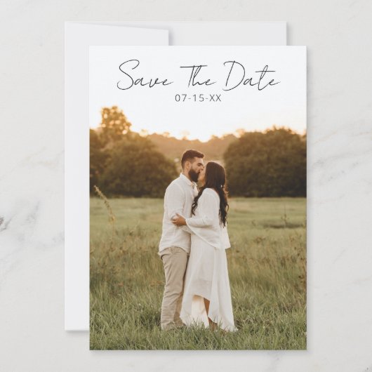 Minimalistische zwart-wit plezier retro foto bruil save the date (Voorkant)