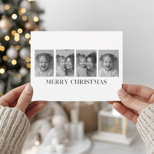 Minimalistische Zwart-Wit Prettig Kerstmis Foto  Feestdagenkaart