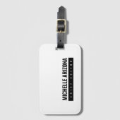 Minimalistische zwart-wit Professional Modern Bagagelabel (Voorkant (verticaal))