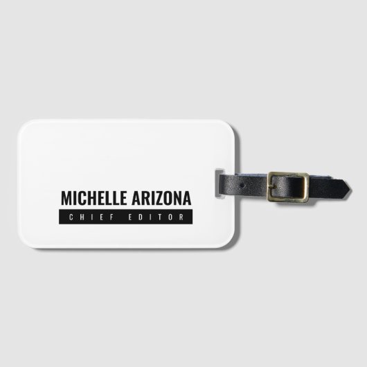 Minimalistische zwart-wit Professional Modern Bagagelabel (Voorkant (horizontaal))