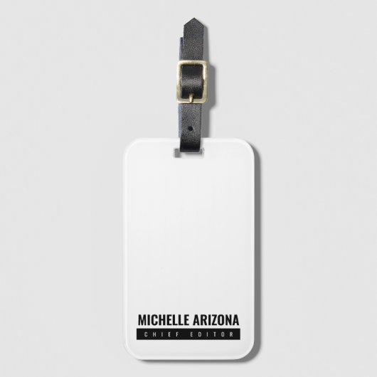 Minimalistische zwart-wit Professional Modern Bagagelabel (Voorkant (verticaal))