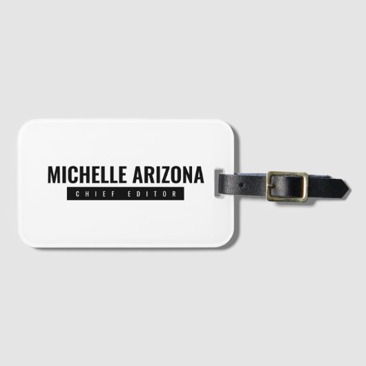Minimalistische zwart-wit Professional Modern Bagagelabel (Voorkant (horizontaal))